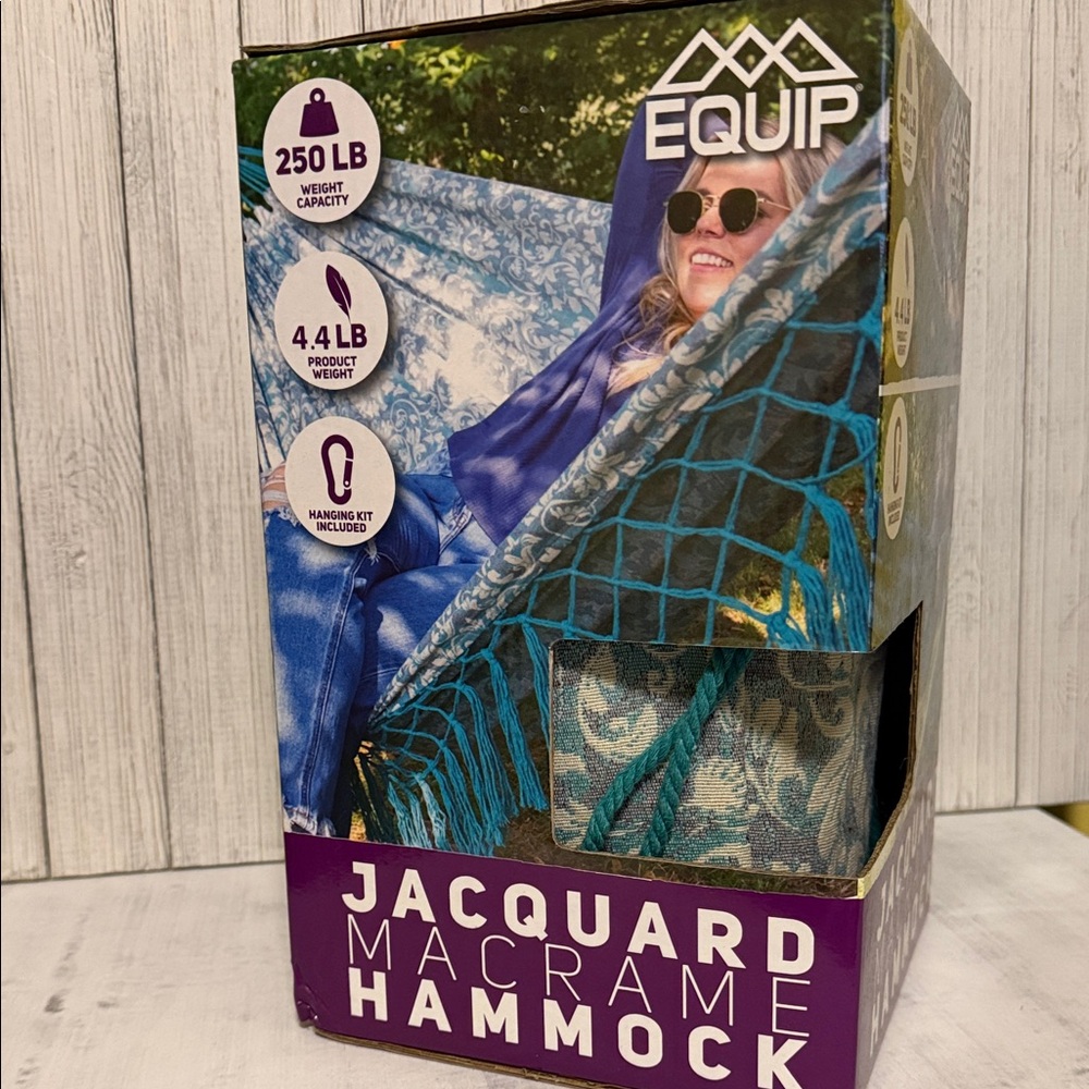 Equipe Jacquard Macrame Hammock in Blue and Green